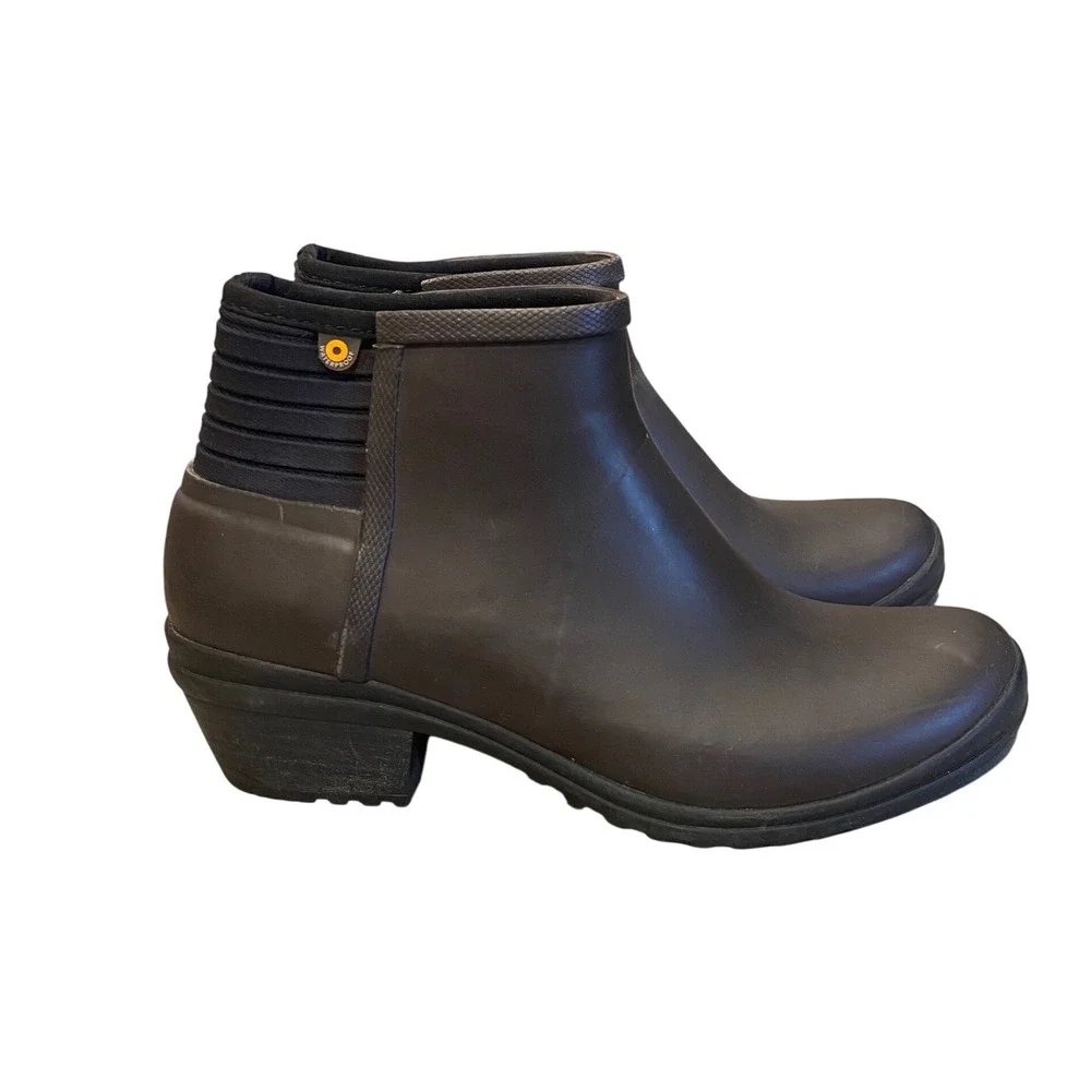 Bogs Vista Ankle Boots Brown Waterproof Rubber Rain Boots 72406-200 Womens 7
